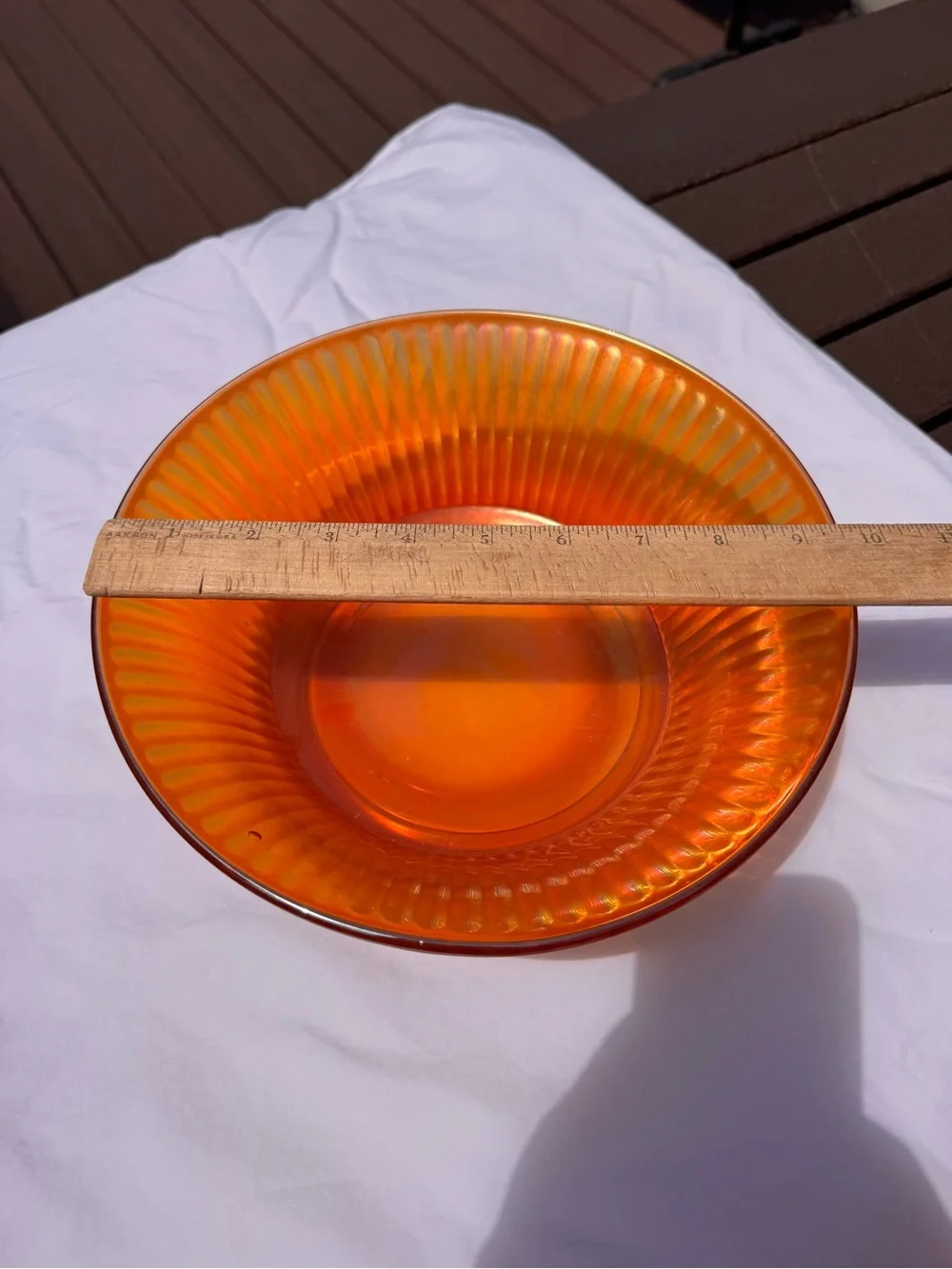 Iridescent Amber Carnival Glass Bowls - Set of 2